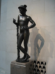 Scuplture of Mercury gazing at his hand