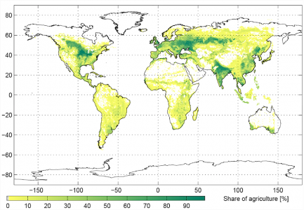 Actual distribution of major crop agriculture in 1995