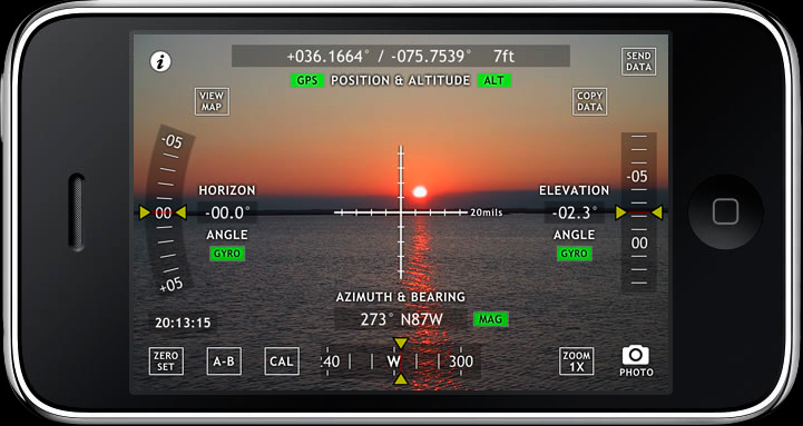 Screenshot of a theodolite app