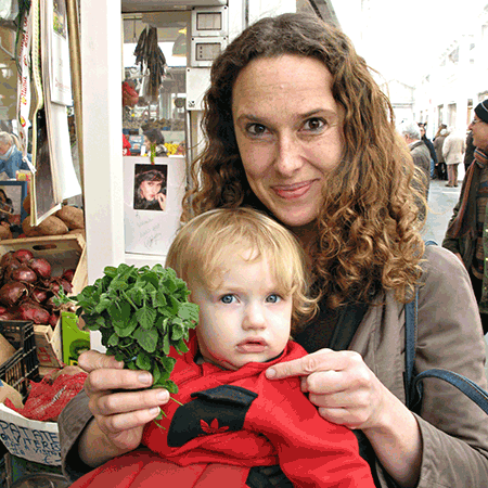 Rachel, Luca and a big bunch of mentuccia.