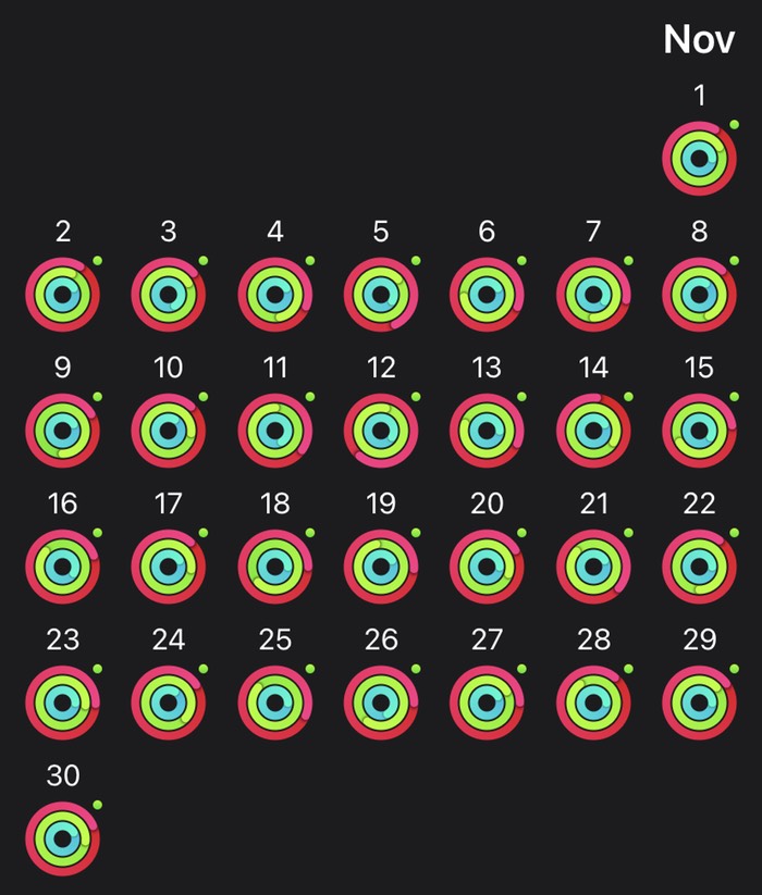 All rings closed for the month of November