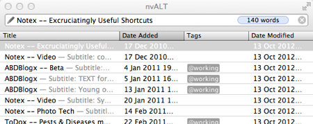 Screenshot of nvALT