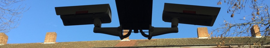 surveillance cameras on a railway platform